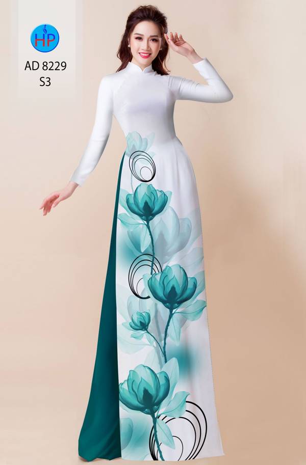 Vải Áo Dài Hoa In 3D AD 8229 3